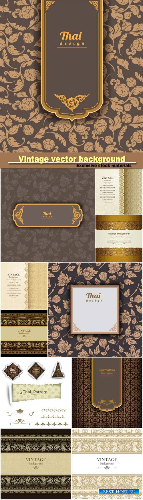 Vintage gold background, floral  ornamental pattern design