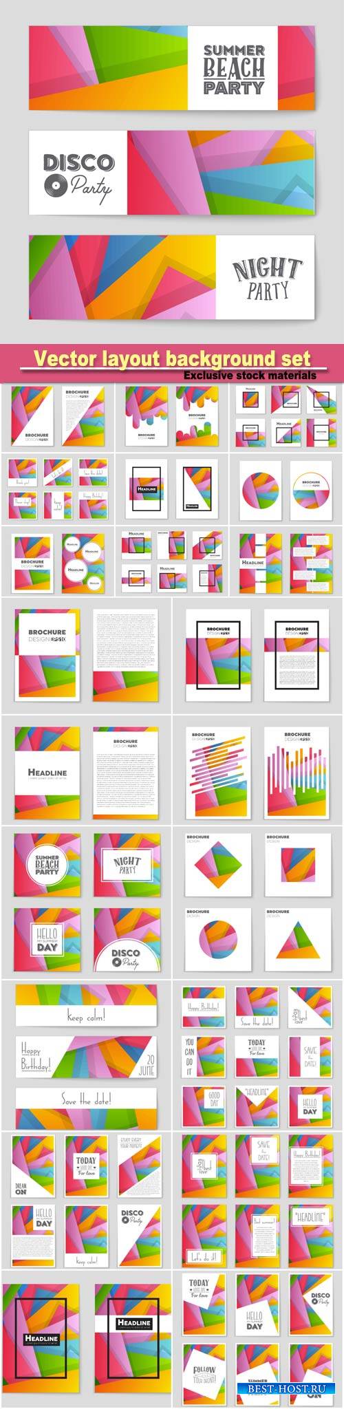 Abstract vector layout background set, art template design, list, page, moc ...