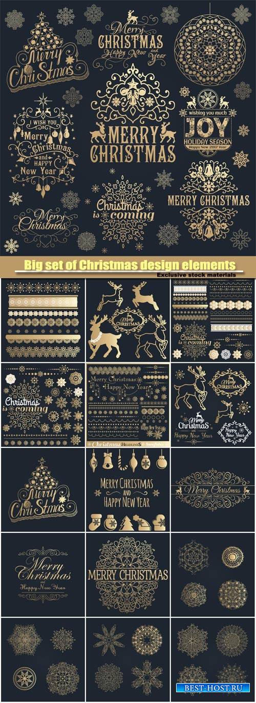 Big set of Christmas calligraphic design elements