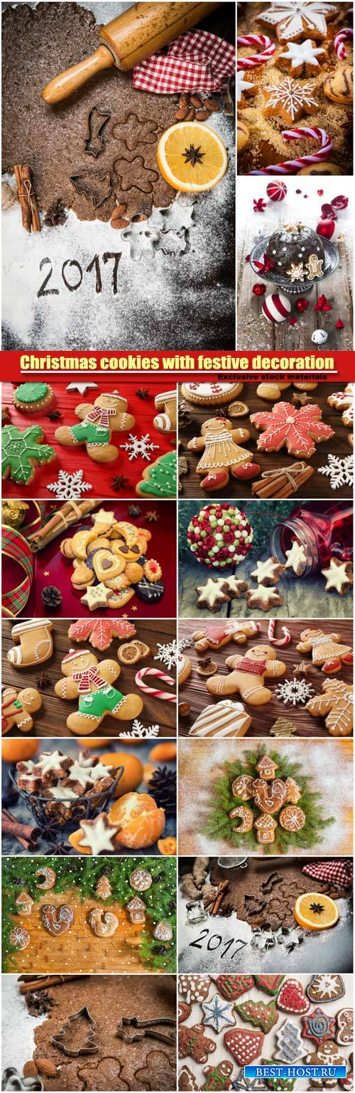 Christmas cookies with festive decoration