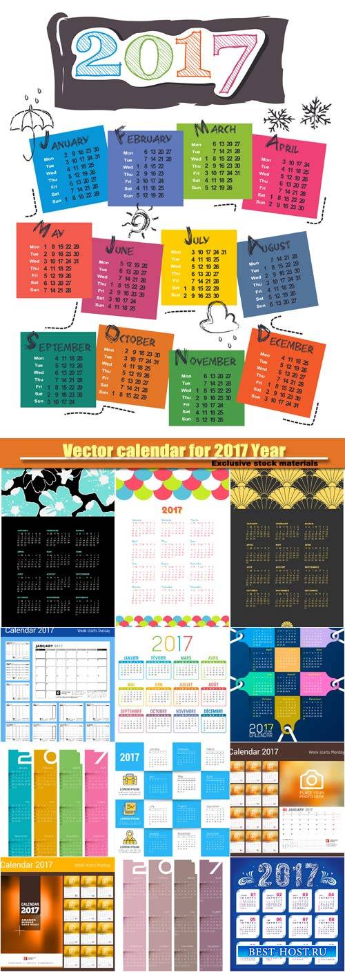 Vector calendar for 2017 Year
