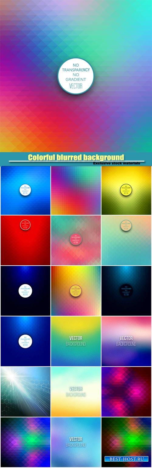 Colorful blurred background with halftone effect overlay, abstract background set