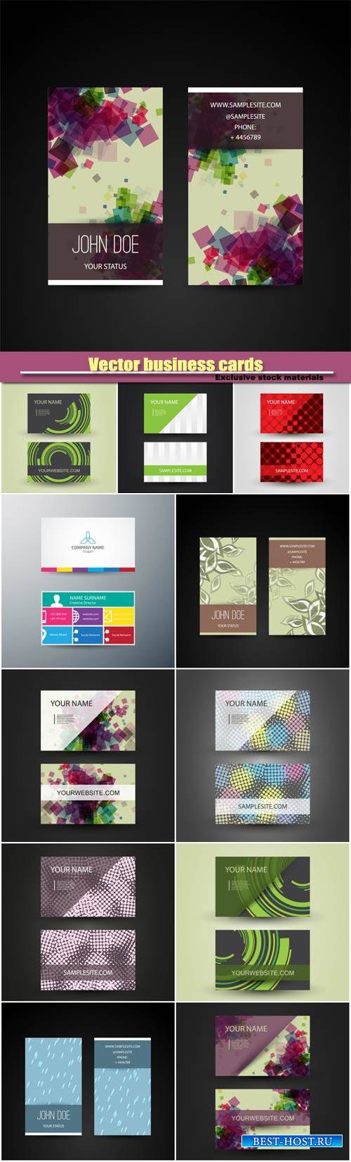 Vector business cards with abstract patterns