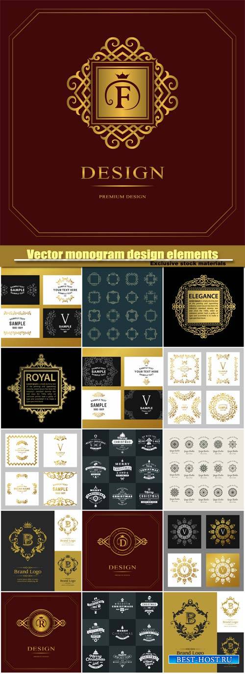 Vector monogram design elements, graceful template, calligraphic elegant li ...