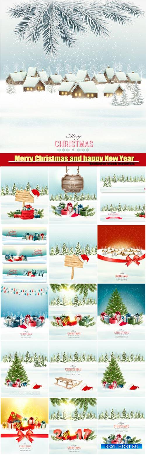 Christmas and happy New Year holiday background with presents and magic box