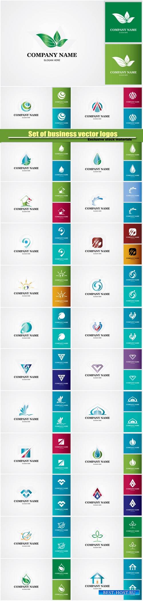 Set of various colored vector business logos