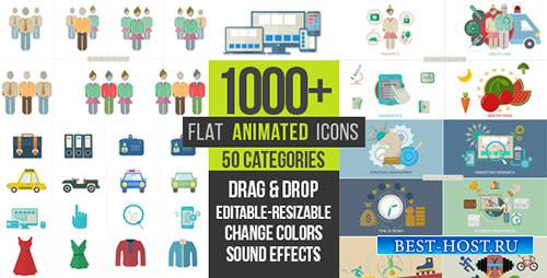 Плоские Анимированные Иконки 1000+ - Project for After Effects (Videohive)