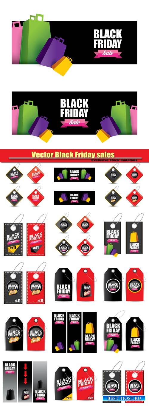 Vector Black Friday sales tag and label