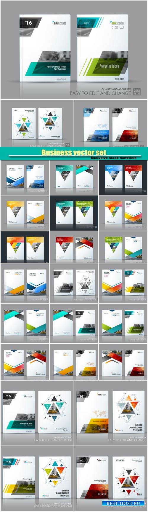 Business abstract creative vector set, brochure template layout