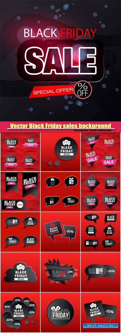 Vector Black Friday sales background, banner, flyer, badge