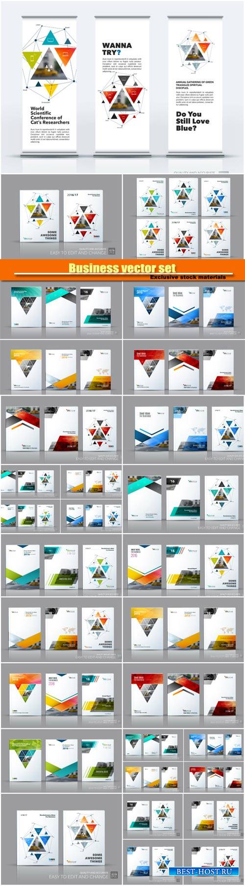 Business vector set, brochure template layout, cover design annual report