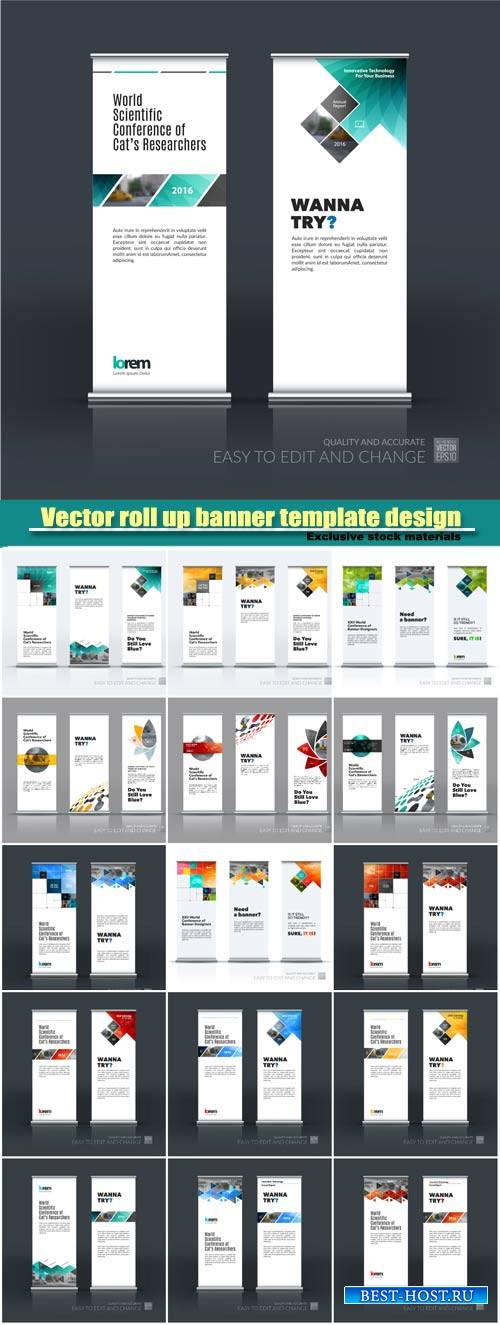 Business vector set of modern roll Up Banner