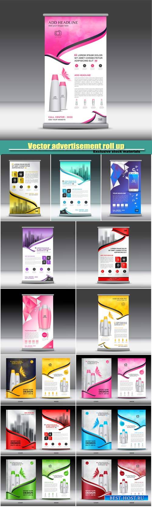 Roll up banner template vector illustration