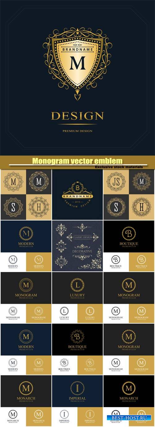Monogram vector emblem and logo template