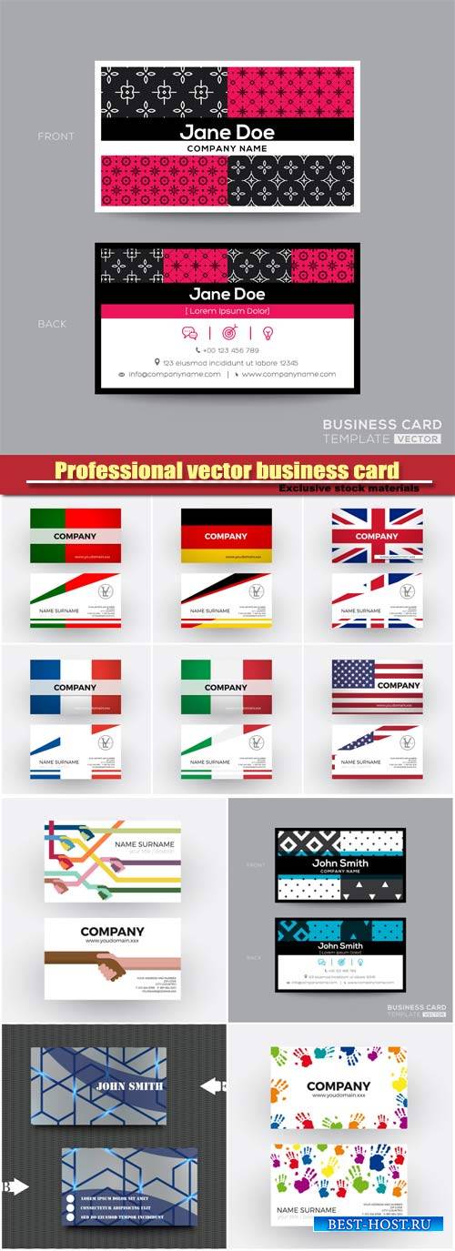 Professional vector business card template with geometric pattern backgroun ...