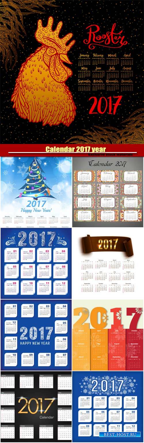 Calendar 2017 year, Happy new year vector
