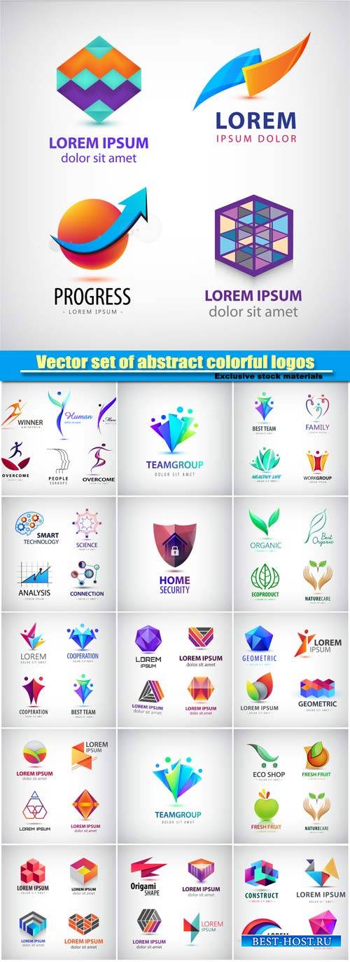 Vector set of abstract colorful logos, company icons