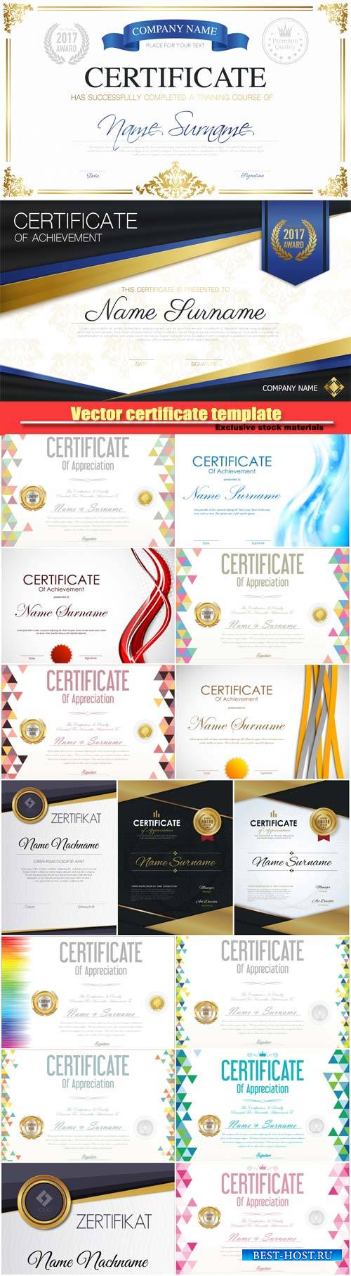 Certificate vector retro design template