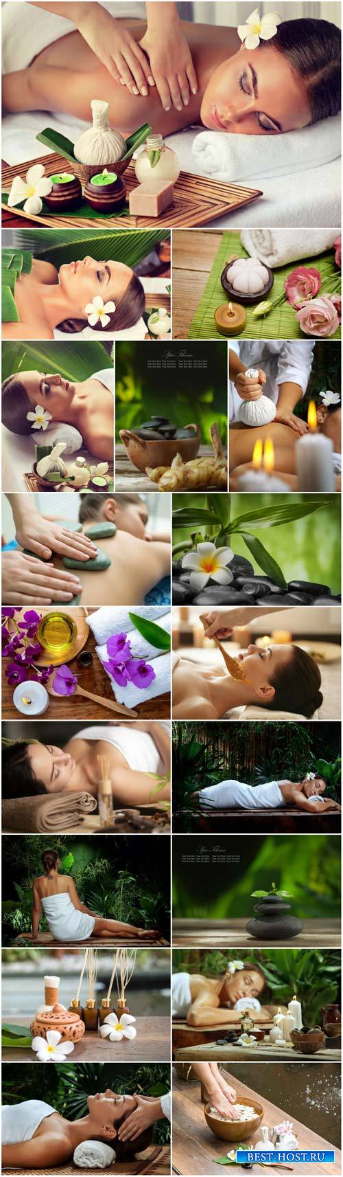 Spa concept, female face, woman having relaxing in spa massage salon