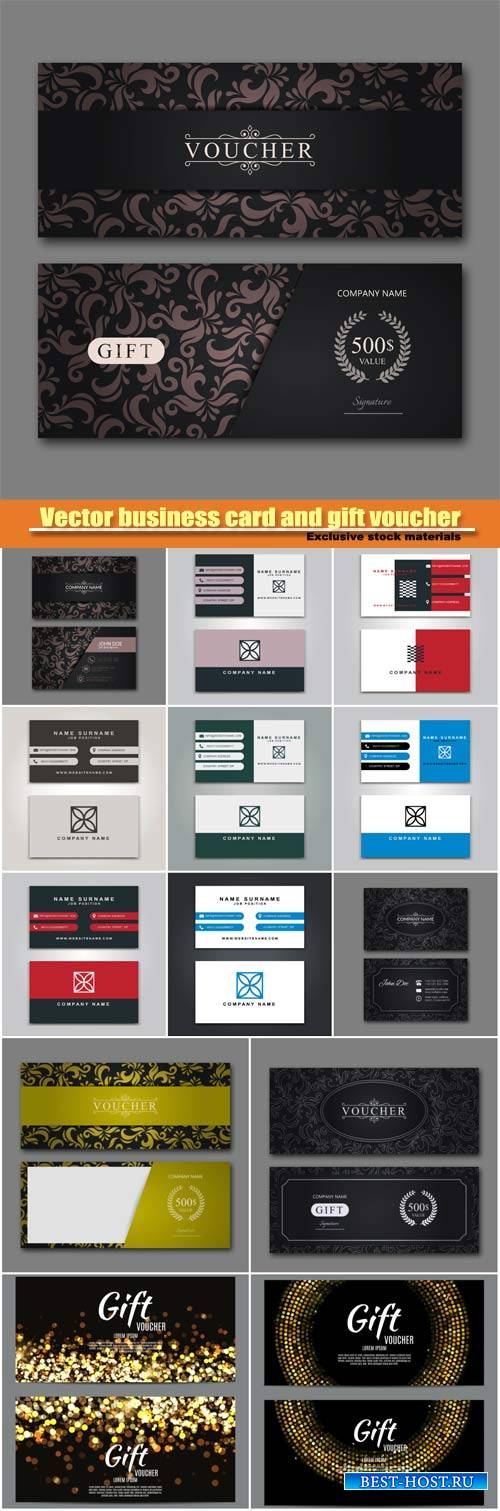 Vector business card and vector gift voucher template