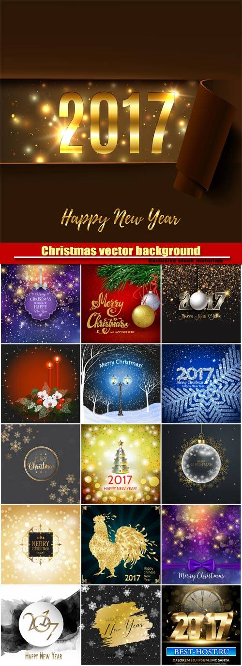 Christmas vector background with sparkles and balls