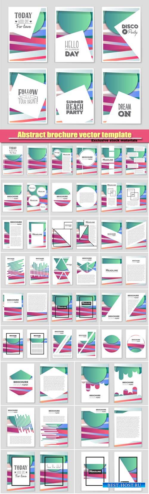 Abstract brochure vector template, design layout background set