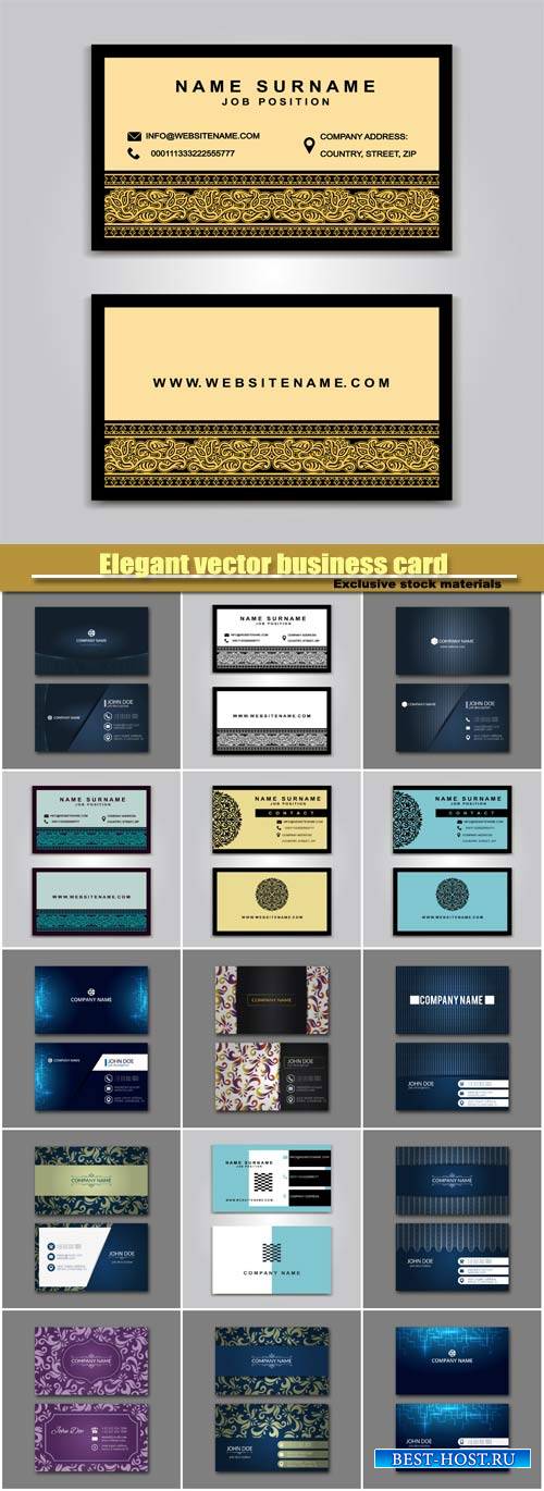 Elegant vector business card, islamic ornamental card design template