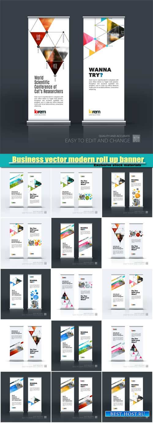 Business vector modern roll up banner design template