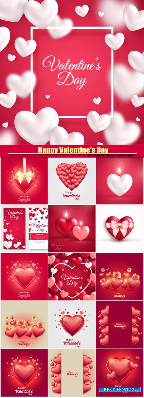 Valentines day vector, red and pink hearts