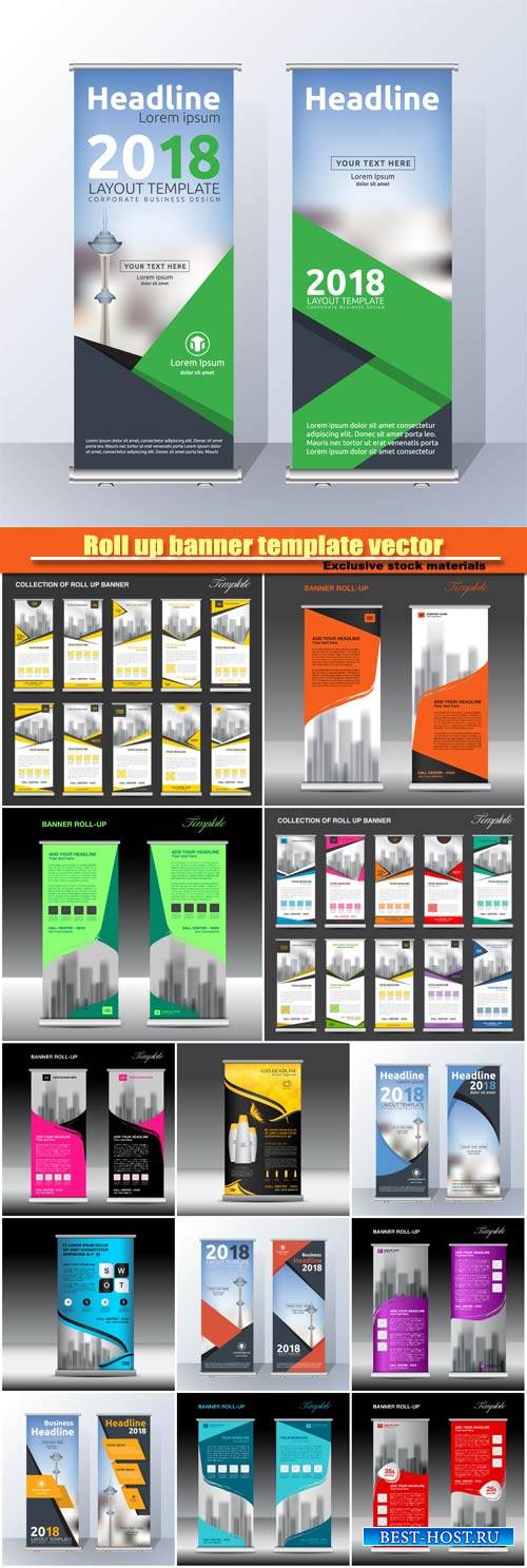 Roll up banner template vector, flyer poster