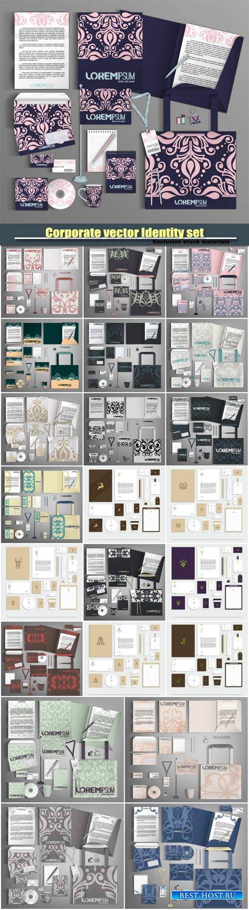 Corporate vector Identity set with abstract pattern