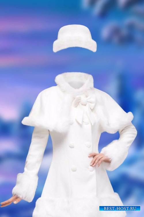 Женский шаблон для фотошопа – Белое пальто