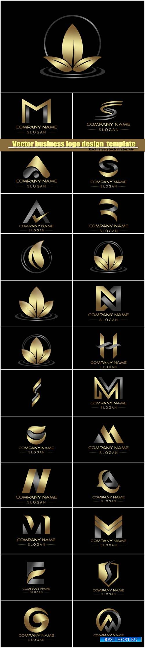 Vector business logo design  template on a black background