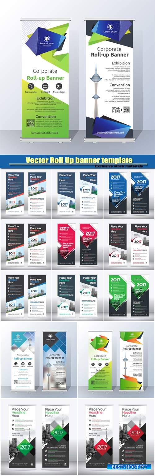 Vector Roll Up banner template design #7