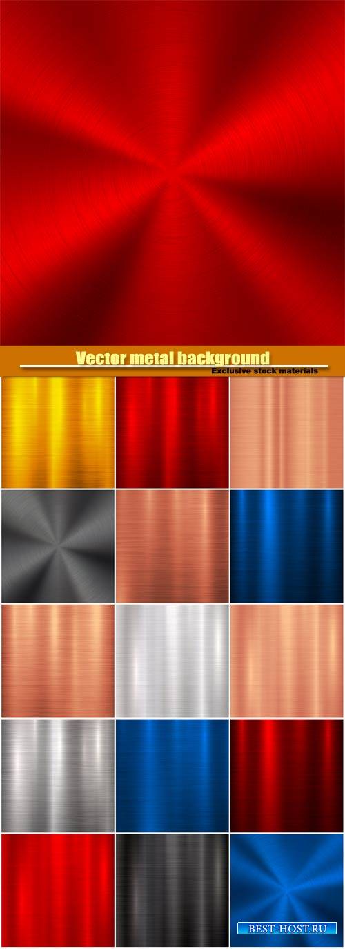 Vector metal background with abstract polished, brushed circular metal text ...