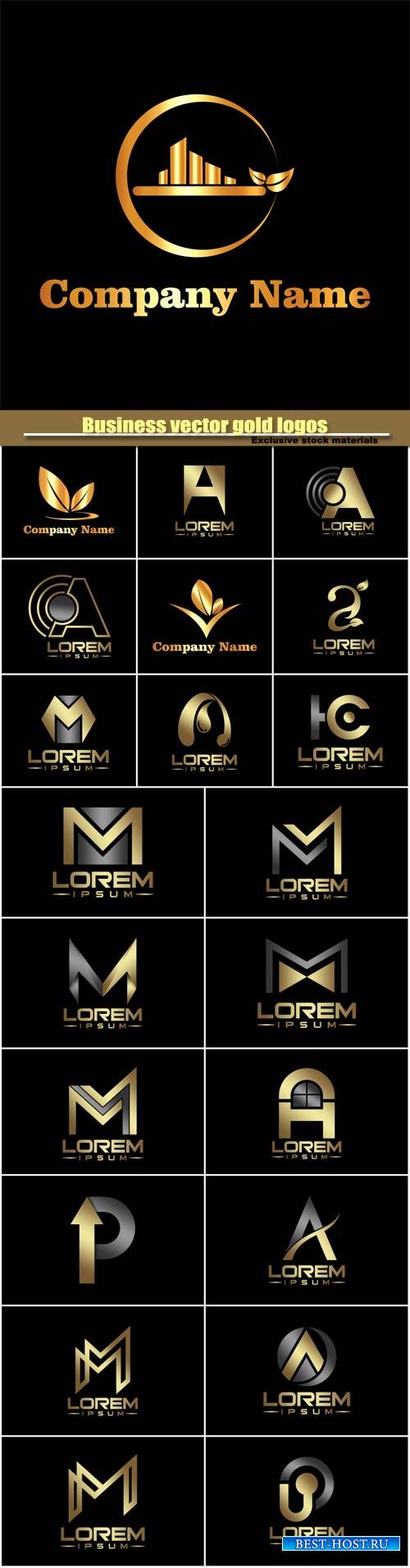 Business vector gold logos templates, creative figure icon