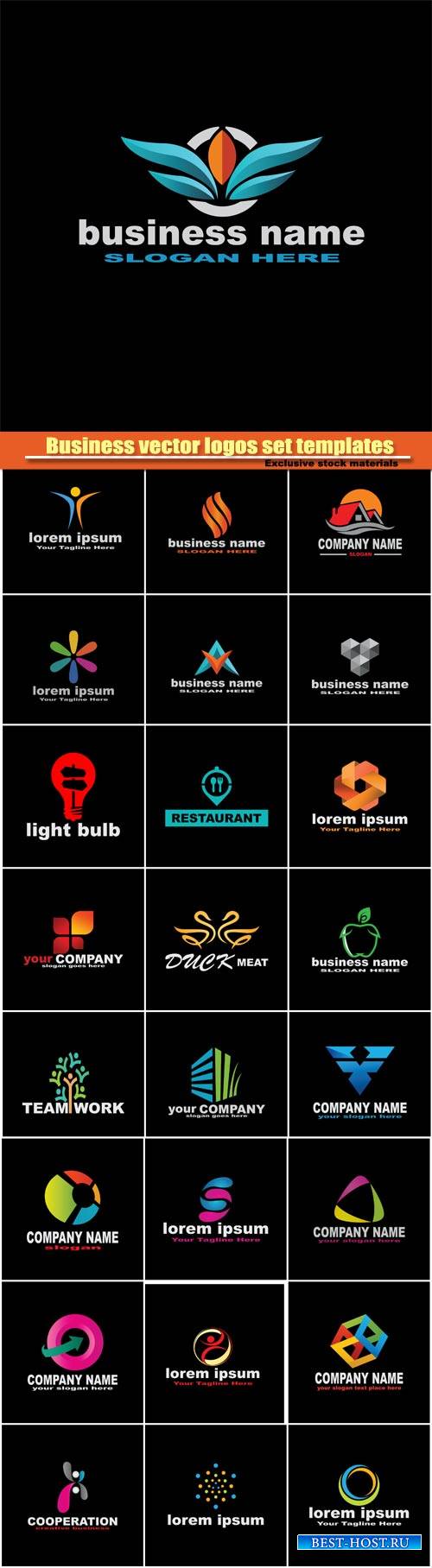 Business vector logos set templates