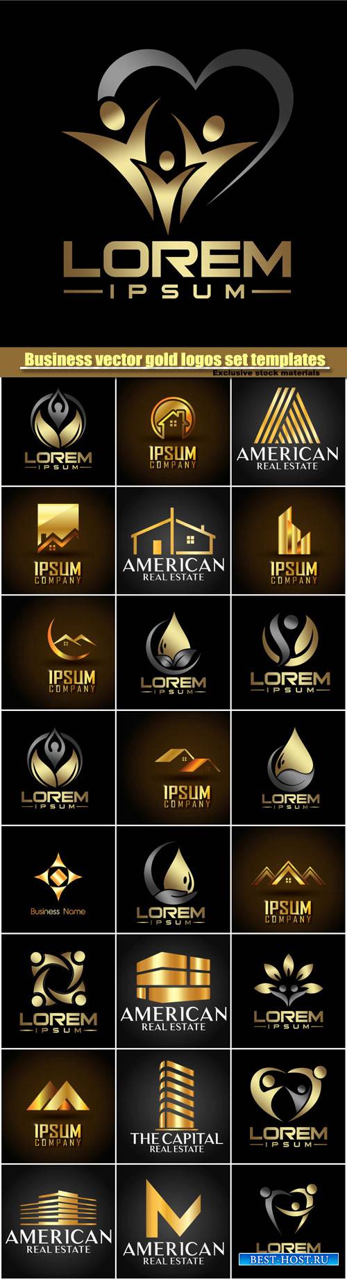 Business vector gold logos set templates