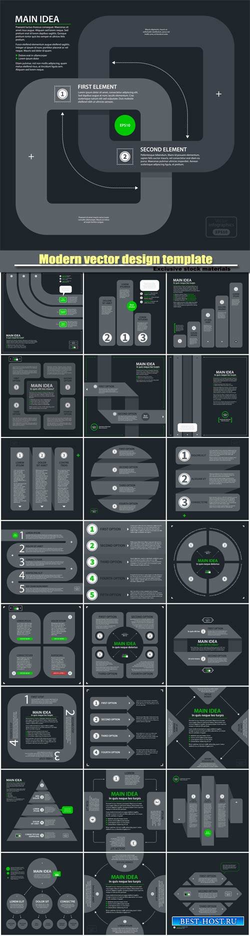 Modern vector design template with four arrows and options in flat style on ...