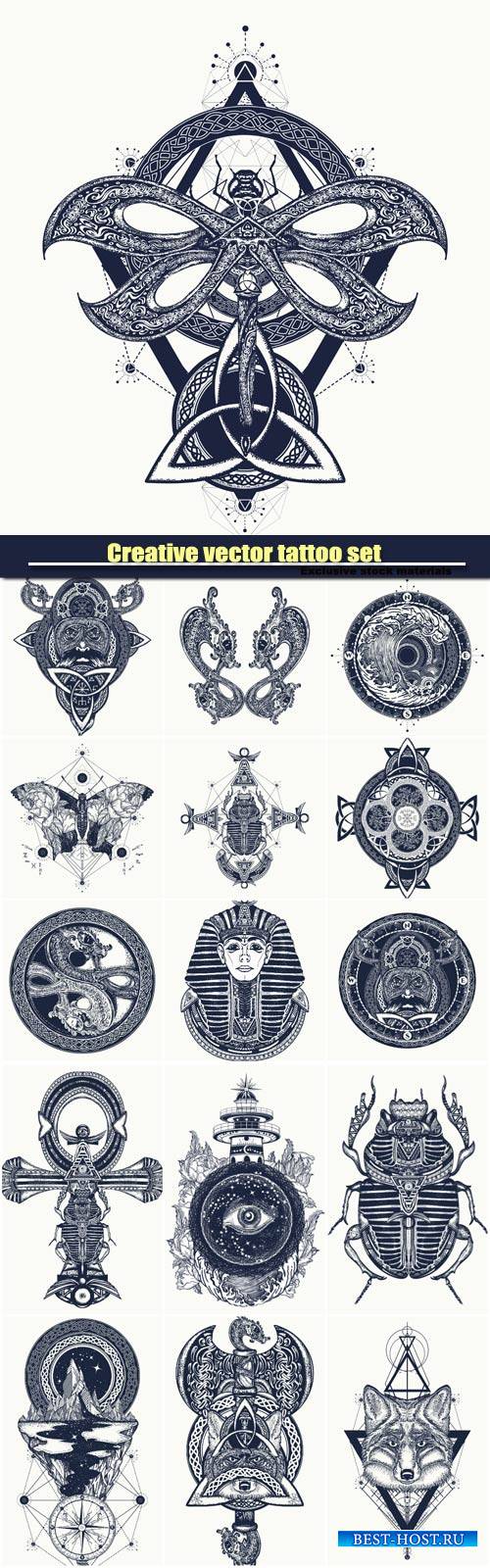 Creative vector tattoo set