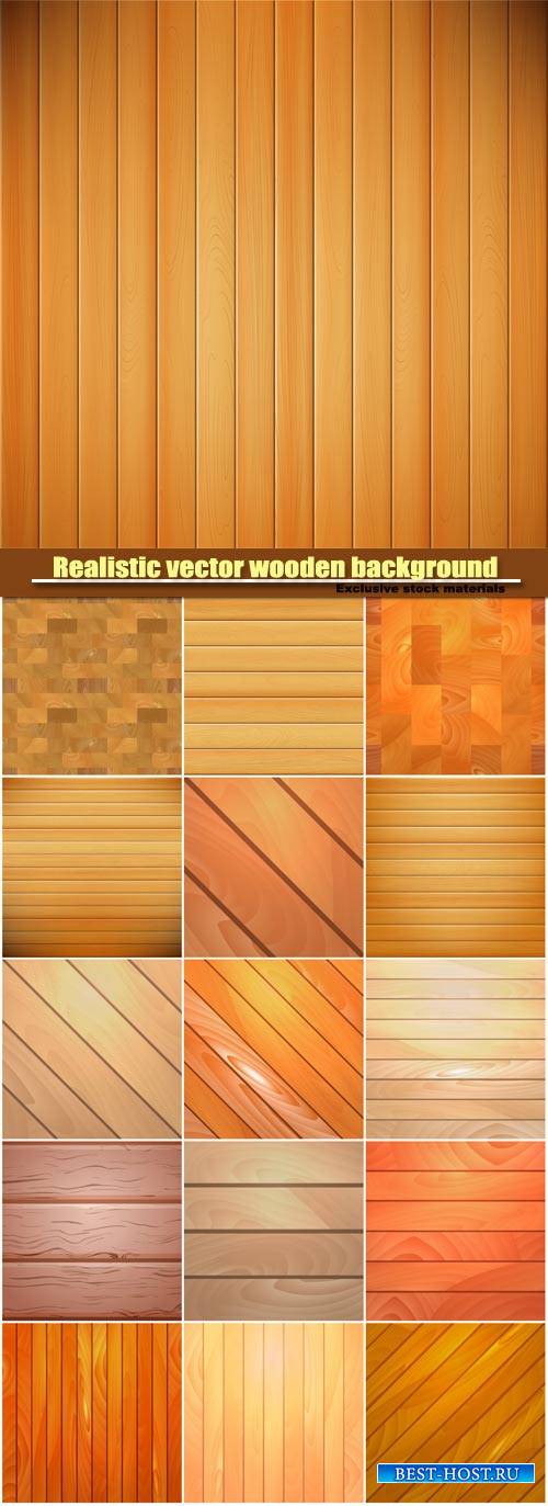 Realistic vector wooden background, template for design