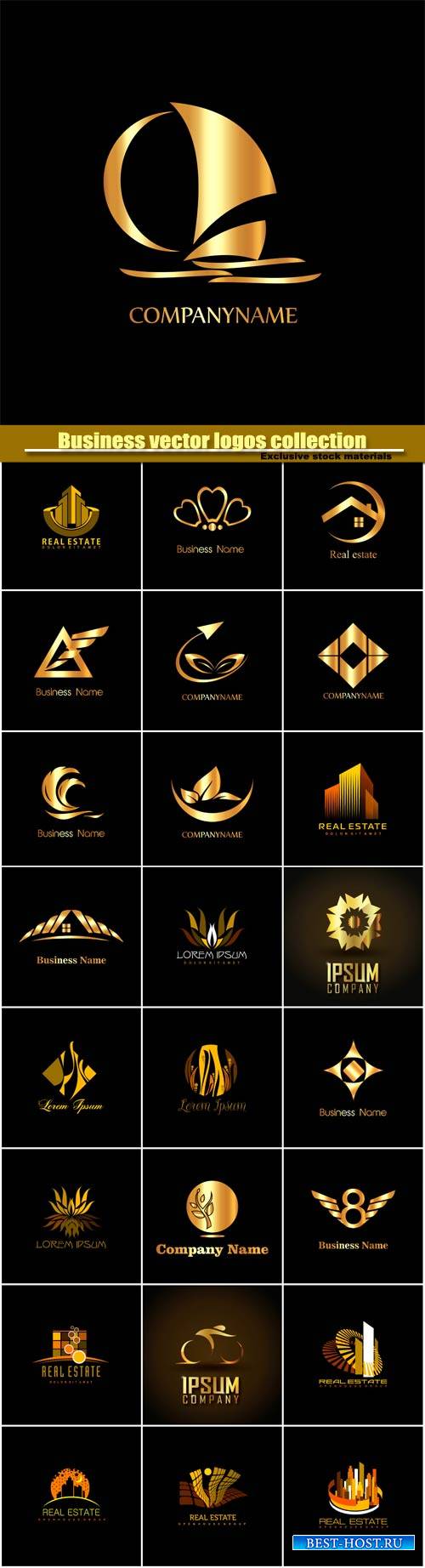 Business vector logos templates, creative gold figure icon