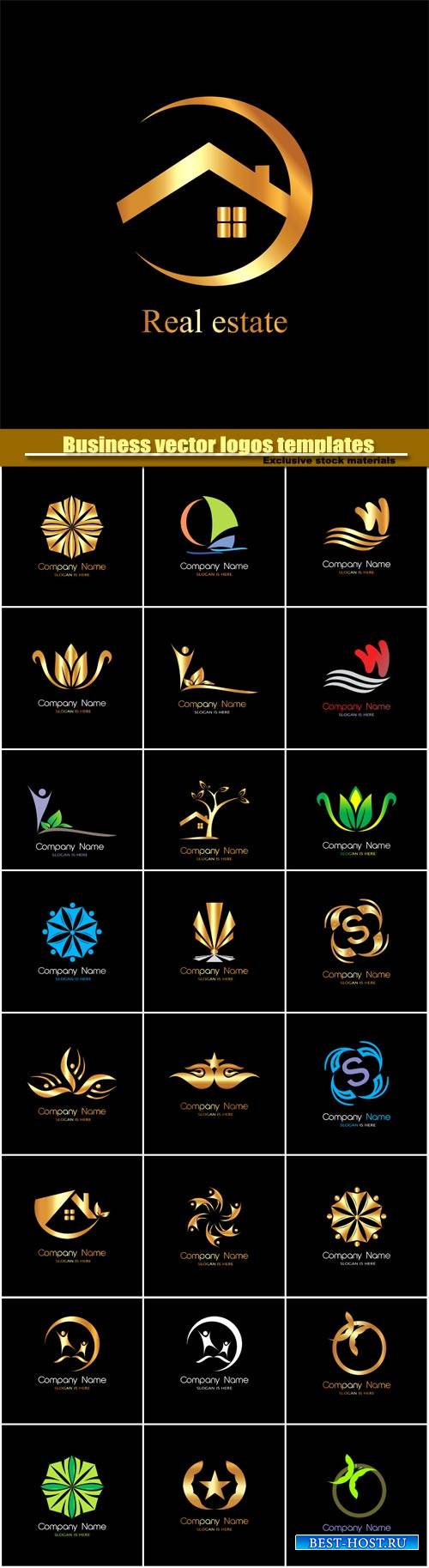 Business vector logos templates, creative gold figure icon #3