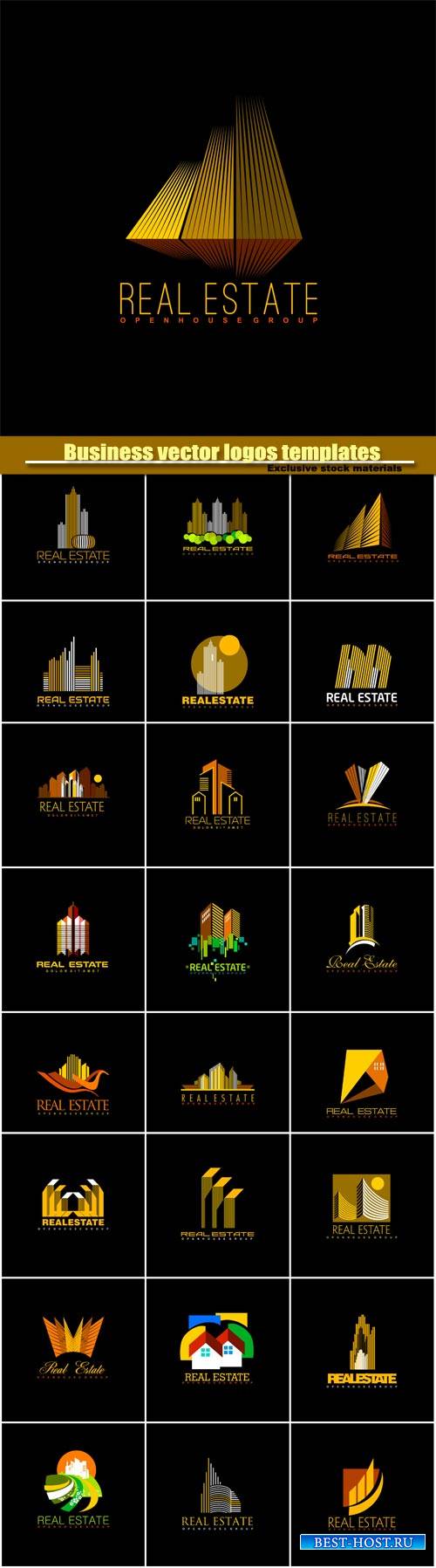 Business vector logos templates, creative gold figure icon #2