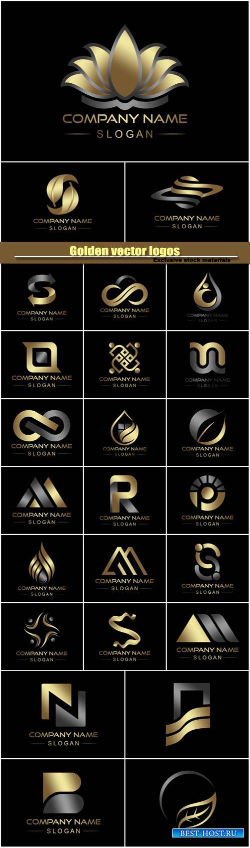 Golden vector logos, business company icon