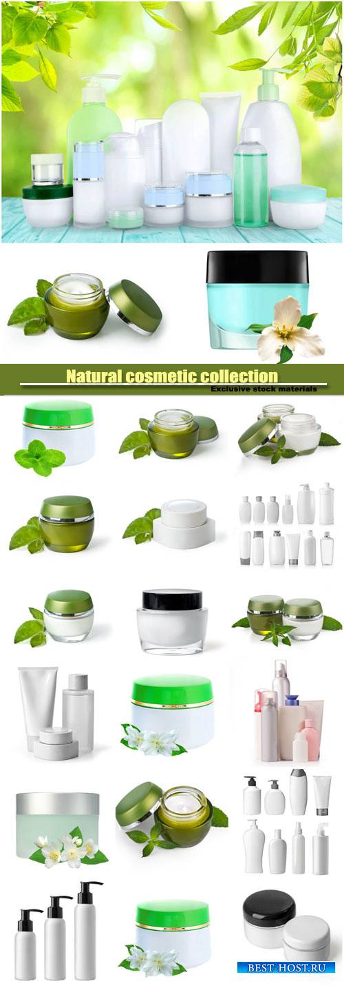 Natural cosmetic, collection of various beauty hygiene containers on white  ...
