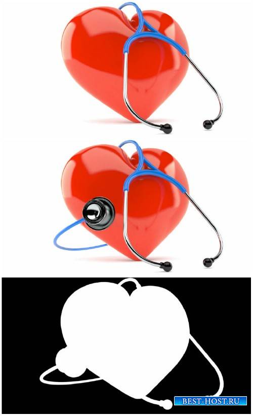 Red heart with a stethoscope on a white background HD