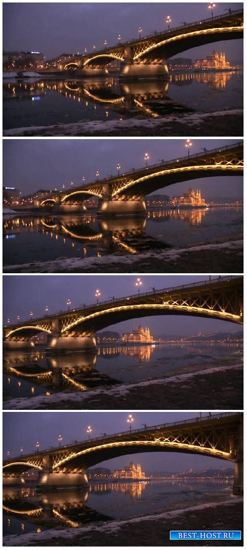 Video footage Budapest landscape on the river danube, beautiful view of the city with the bridge