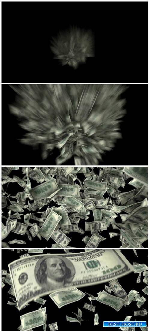 Video footage One hundred dollar banknotes explosion, matte HD