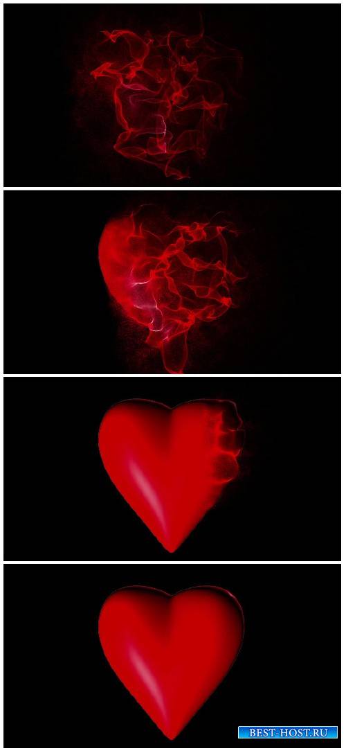 Heart manifests of particles on a black background, alpha-channel video loo ...